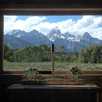 Buy canvas prints of Grand Tetons photographed from the Chapel of the Transfiguration by Adrian Beese