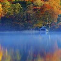 Buy canvas prints of Misty Autumn Morning at Rydal Water by Dave Massey