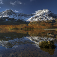 Buy canvas prints of Twin Peaks Reflected at Buttermere by Dave Massey