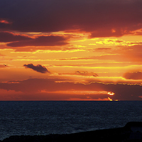 Buy canvas prints of Golden Skies Over Godrevy by Dave Massey