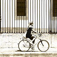 Buy canvas prints of Girl on a bicycle by DeniART 