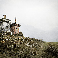 Buy canvas prints of  2 Stupas in the Himalayas by Brent Olson