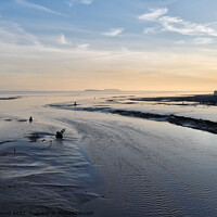 Buy canvas prints of Severn Estuary sunset at low tide by Kevin Round