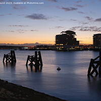 Buy canvas prints of Cardiff bay sunset winter by Kevin Round
