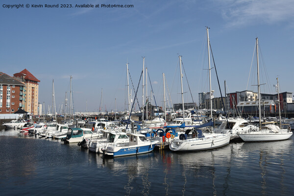 Boats in Swansea marina Acrylic by Kevin Round