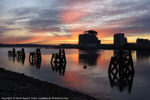 Cardiff Bay Winter Sunset One Picture Board by Kevin Round