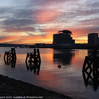 Buy canvas prints of Cardiff Bay Winter Sunset One by Kevin Round