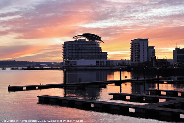 Cardiff Bay Winter Sunset two Picture Board by Kevin Round