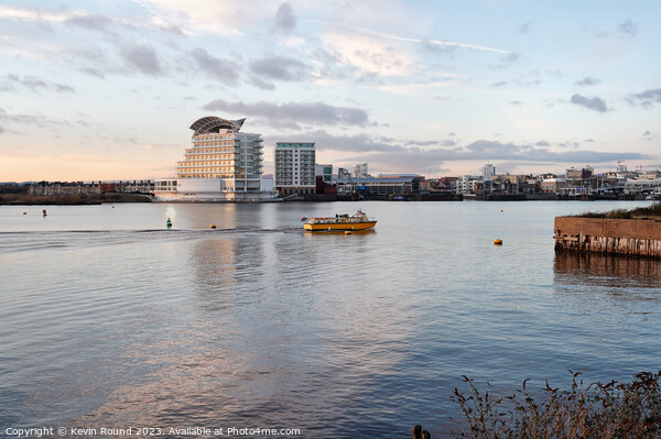 Cardiff Bay waterbus Picture Board by Kevin Round