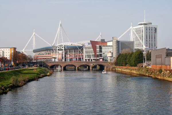 River Taff Cardiff Millennium Stadium Picture Board by Kevin Round