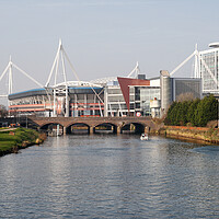 Buy canvas prints of River Taff Cardiff Millennium Stadium by Kevin Round