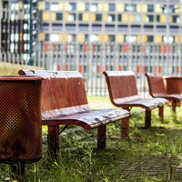 Buy canvas prints of Benches at Park Hill Flats  by Chris Watson