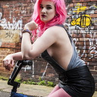 Buy canvas prints of Pink hair girl (BMX) by Chris Watson