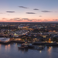 Buy canvas prints of Panoramic Aerial View of Hull at Twilight. by Christopher Fenton