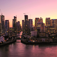 Buy canvas prints of London City Skyline at Sunset from the River Thame by Christopher Fenton