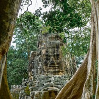 Buy canvas prints of Side View of South Gate Angkor Thom, Cambodia by Jo Sowden