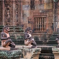 Buy canvas prints of Banteay Srei temple, Cambodia by Jo Sowden