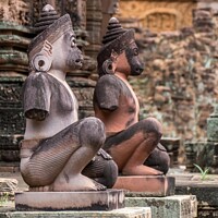 Buy canvas prints of Close Up of Banteay Srei temple, Cambodia by Jo Sowden
