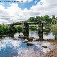 Buy canvas prints of The Clapper Bridge, Postbridge, Dartmoor by Jo Sowden