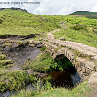 Buy canvas prints of The Packhorse bridge, Burbage Valley, Peak Distric by Jo Sowden