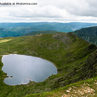 Buy canvas prints of Panoramic Red Tarn and Striding Edge from Helvelly by Jo Sowden