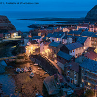 Buy canvas prints of Staithes Harbour at Dusk by Jo Sowden