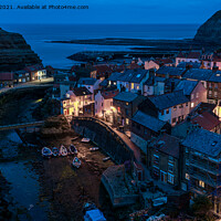 Buy canvas prints of Staithes at night, Yorkshire by Jo Sowden