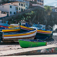 Buy canvas prints of The Harbour at Camara De Lobos, Madeira by Jo Sowden