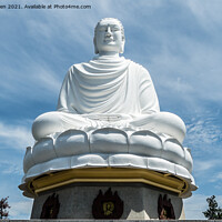 Buy canvas prints of White Buddha at Long Son Pagoda, Vietnam by Jo Sowden