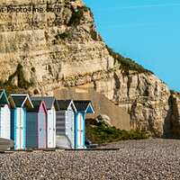 Buy canvas prints of Beach huts, Beer Devon by Jo Sowden