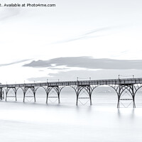 Buy canvas prints of Clevedon Pier at sunset in Monochrome by Jo Sowden