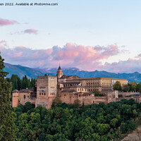 Buy canvas prints of The Alhambra at dusk by Jo Sowden