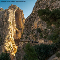 Buy canvas prints of Sunlit Caminito Del Rey Gorge by Jo Sowden