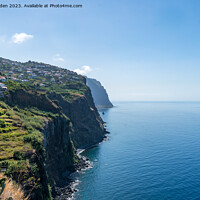 Buy canvas prints of Cliffs below Campanario, Maderia, Portugal by Jo Sowden