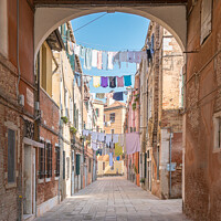 Buy canvas prints of Wash day in Venice by Jo Sowden