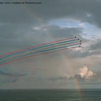 Buy canvas prints of Red Arrows through the Rainbow by Jo Sowden