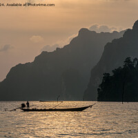 Buy canvas prints of Sunrise over the Cheow Lan Lake, Khao Sok, Thailan by Jo Sowden