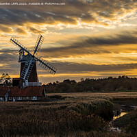 Buy canvas prints of Sunset at Cley Windmill, Norfolk by Jo Sowden