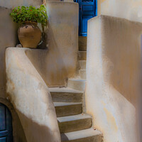 Buy canvas prints of  Greek Steps Santorini by Jo Sowden