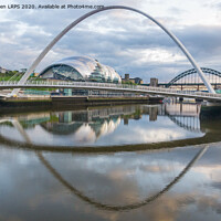 Buy canvas prints of Newcastle Quayside Bridge reflections by Jo Sowden