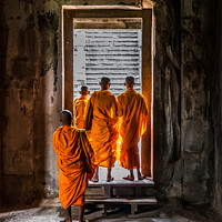 Buy canvas prints of Buddhist Monks at Angkor Wat by Jo Sowden