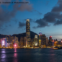 Buy canvas prints of Hong kong skyline at dusk by Jo Sowden