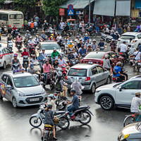 Buy canvas prints of Rush hour in Hanoi by Jo Sowden