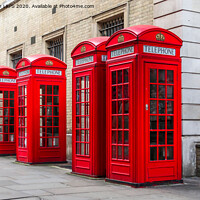 Buy canvas prints of Iconic Red telephone boxes, London by Jo Sowden