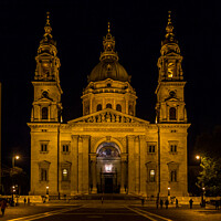 Buy canvas prints of St Stephen's Basilica at night,  Budapest by Jo Sowden