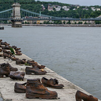 Buy canvas prints of The Shoes, Budapest by Jo Sowden