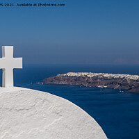 Buy canvas prints of Oia in the distance, Santorini by Jo Sowden