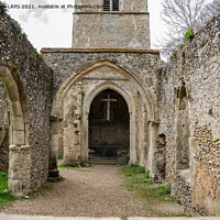 Buy canvas prints of Ayot St Lawrence ruined Church,  by Jo Sowden