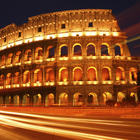 Buy canvas prints of Rome Colosseum At Night by Kerri Dowling