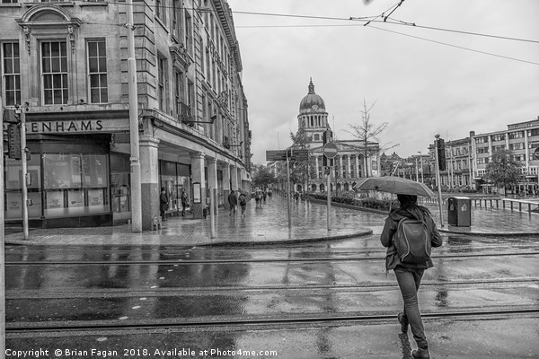 Rainy day in Nottingham Picture Board by Brian Fagan